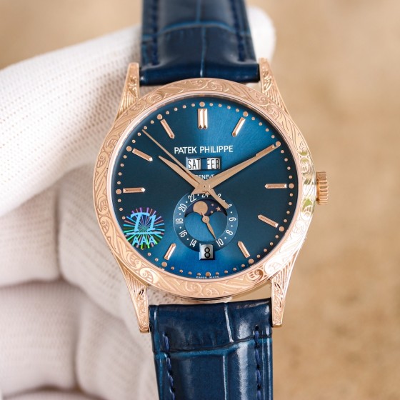 白1700 金1750
TW新推出新版本雕花壳 百达翡丽复杂功能计时5205G腕表！
1历经两年