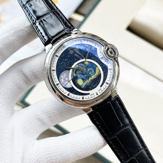 白520-金540 钢带+40 卡地亚-Cartier 精品男士腕表，地球面设计，尊贵大气，绅士风范