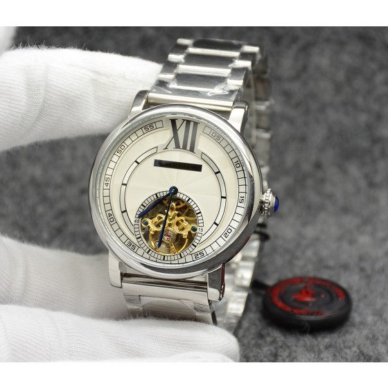 卡地亚  Cartier最新款男士机械腕表[悠闲] 精钢表壳，抛光打磨！大飞轮表盘设计，精雕细琢，尊