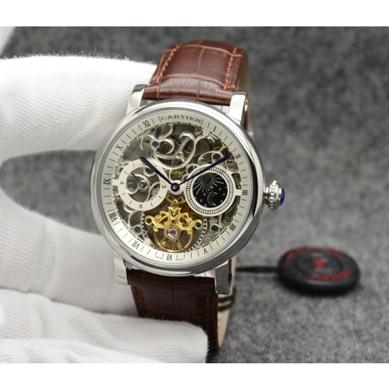 卡地亚  Cartier最新款男士机械腕表[悠闲] [鼓掌]精钢表壳，抛光打磨！表盘采用飞轮镂空设计