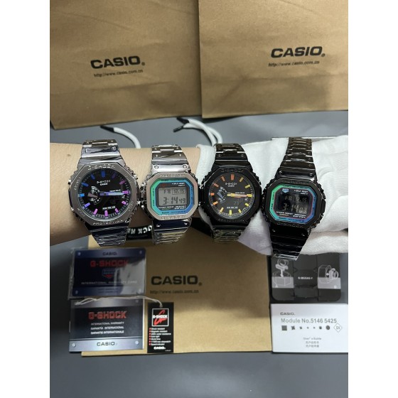 新款炫彩渐变冰蓝精灵钢带系列
型号：GMW-B5000、GM2100
功能：太阳能，秒表（精确到