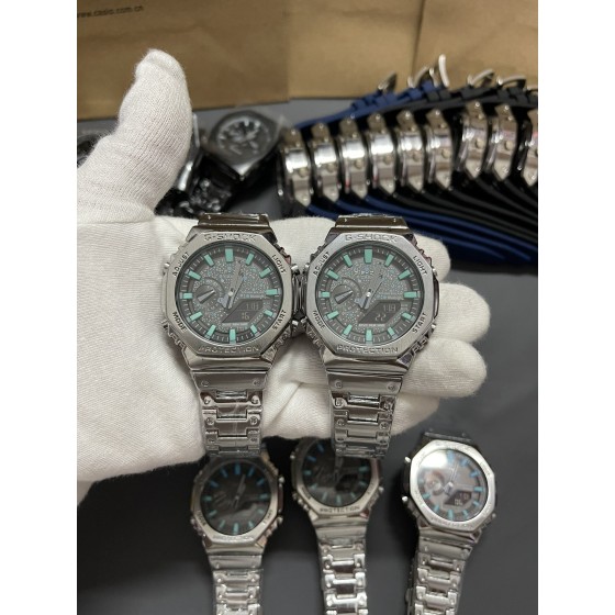 金属八角冰蓝精灵钢带系列
型号GM-B2100
功能：太阳能，秒表（精确到1/1000秒）世界时