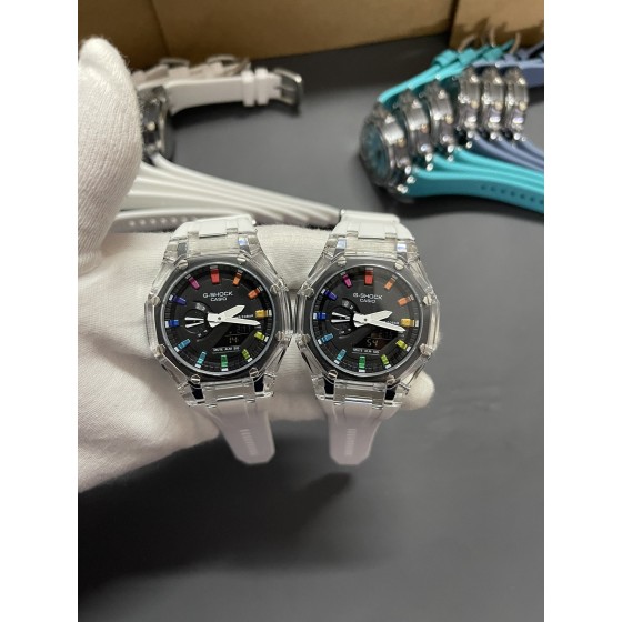 农家橡树透明冰川限量
型号：GM-2100A
功能：太阳能、秒表（精确到1/1000秒）世界时间