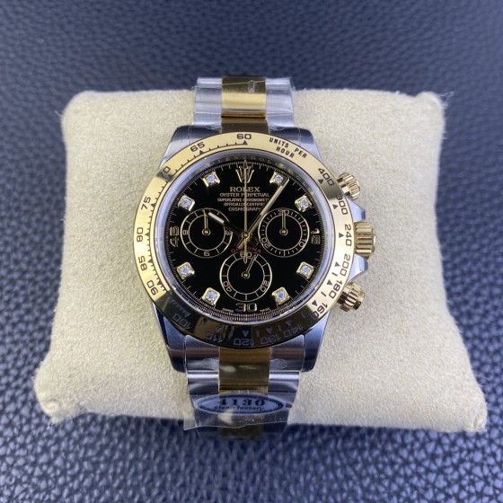 clean厂116503间金普刻黑面迪通拿出货 1.本次推出的是间金迪通拿2.搪瓷黑面表盘0色差3.