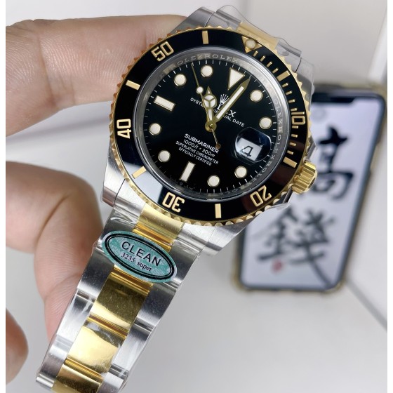 Clean/c厂，劳力士间金黑水鬼/黑鬼，规格：41毫米，搭载3235自动机芯，实拍图