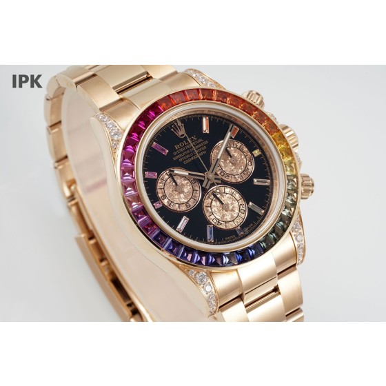 ipk 4130终极版本彩虹迪通拿，开始预售！表带表壳：镶嵌捷克水钻，整表采用真空电镀18K金工艺，