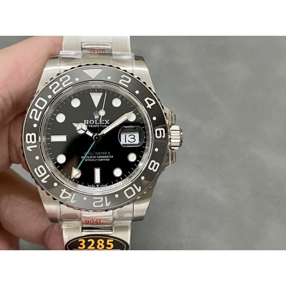 QF 劳力士格林尼治3285机芯
最新研发GMT 真双色陶瓷clean V3圈口，
采用高精度的